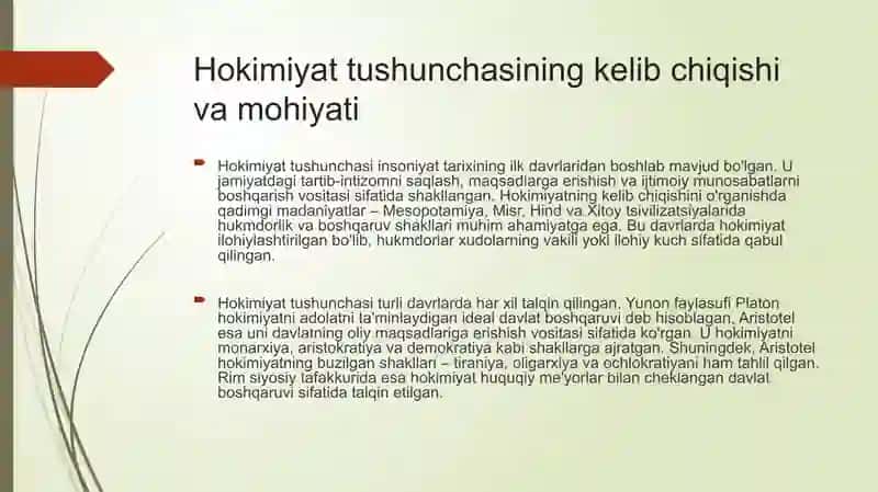 Hokimiyat to`g`risidagi Ilk siyosiy qarashalar 2