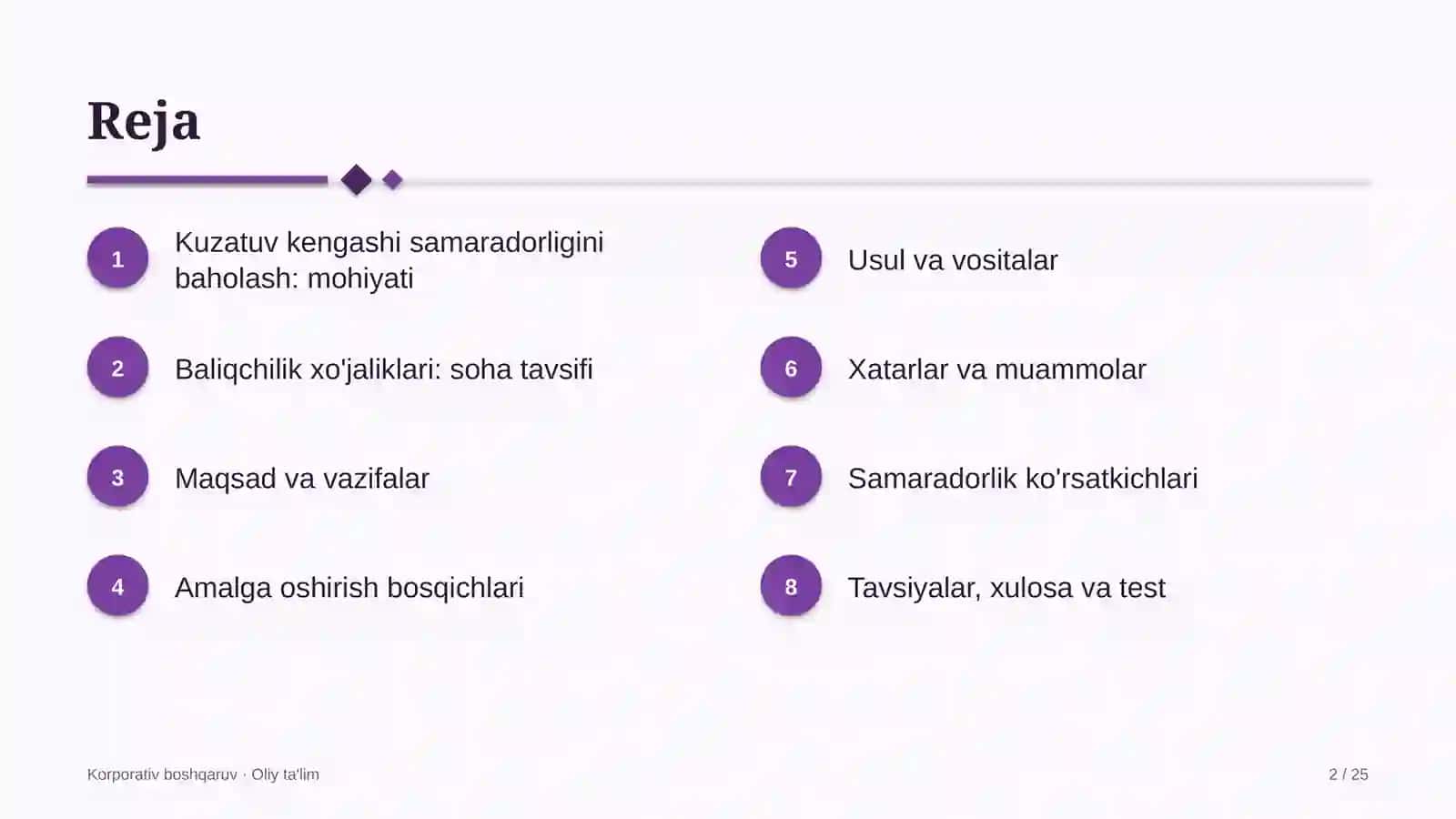 Baliqchilik xo'jaliklarida kuzatuv kengashi samaradorligini baholash 2
