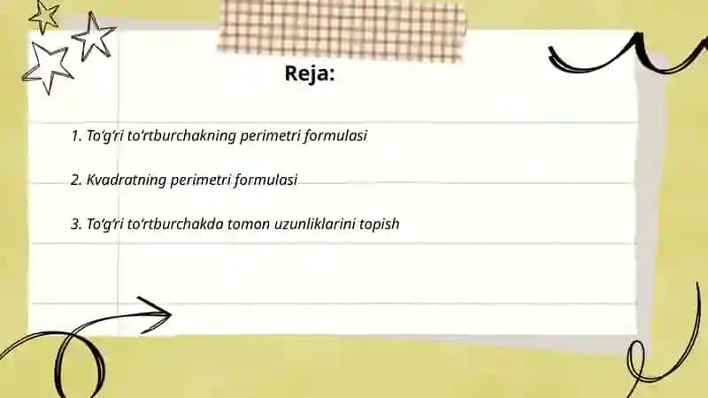 To‘g‘ri turtburchаk vа kvаdrаtning perimetri 2