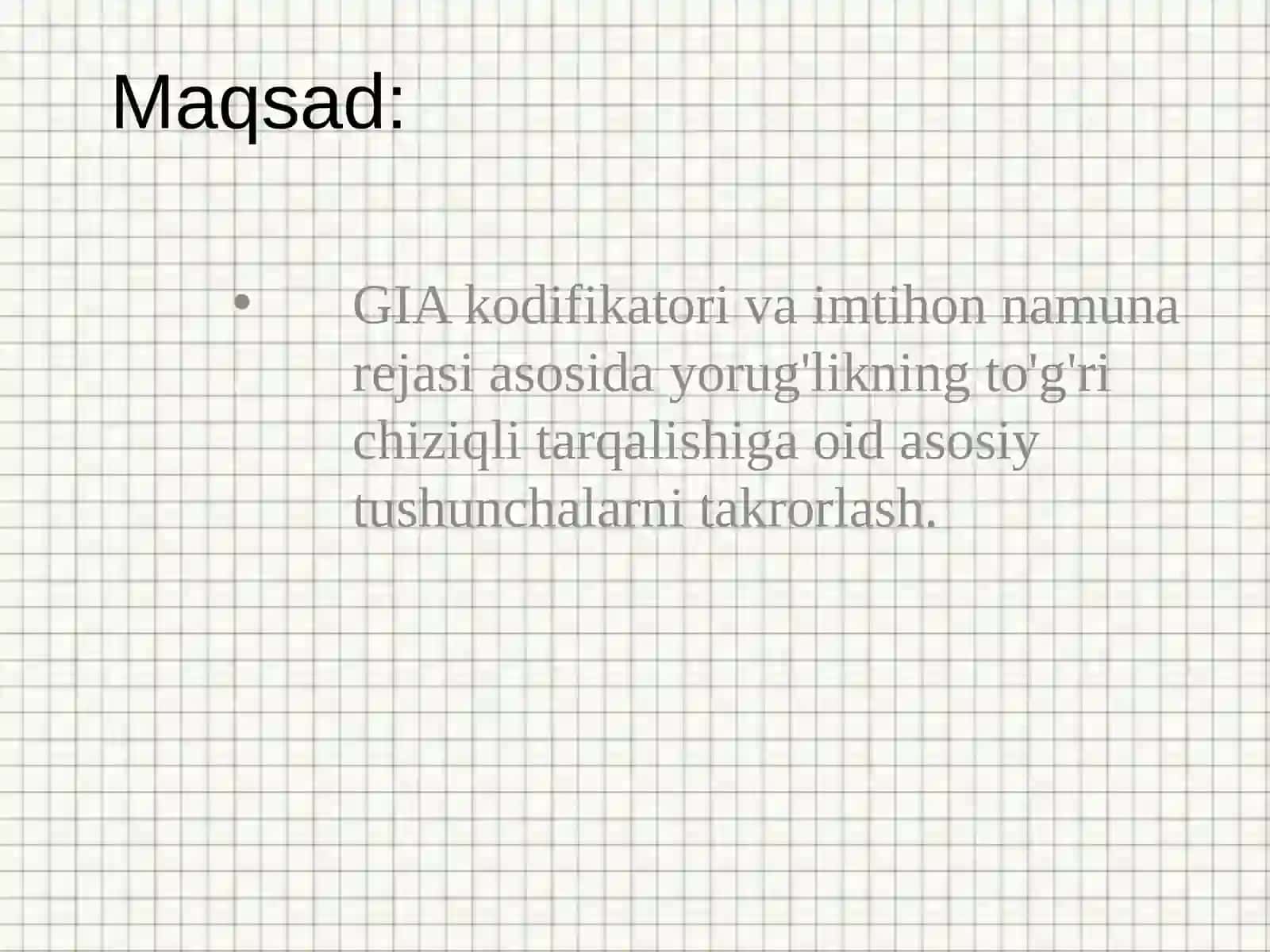 Fizika - Yorug'likning to'g'ri chiziqli tarqalish qonuni 2