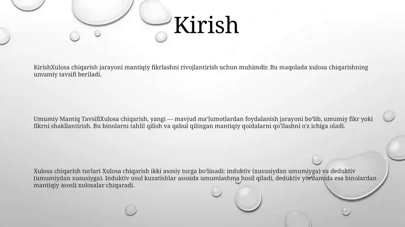 Xulosa Chiqarishning Umumiy Mantiq Tavsifi 2