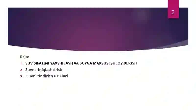 OQQ QO’LANILGAN SHAROITDA SUV TAMINOTINI SANITAR NAZORATIDAN O’TKAZISH 2