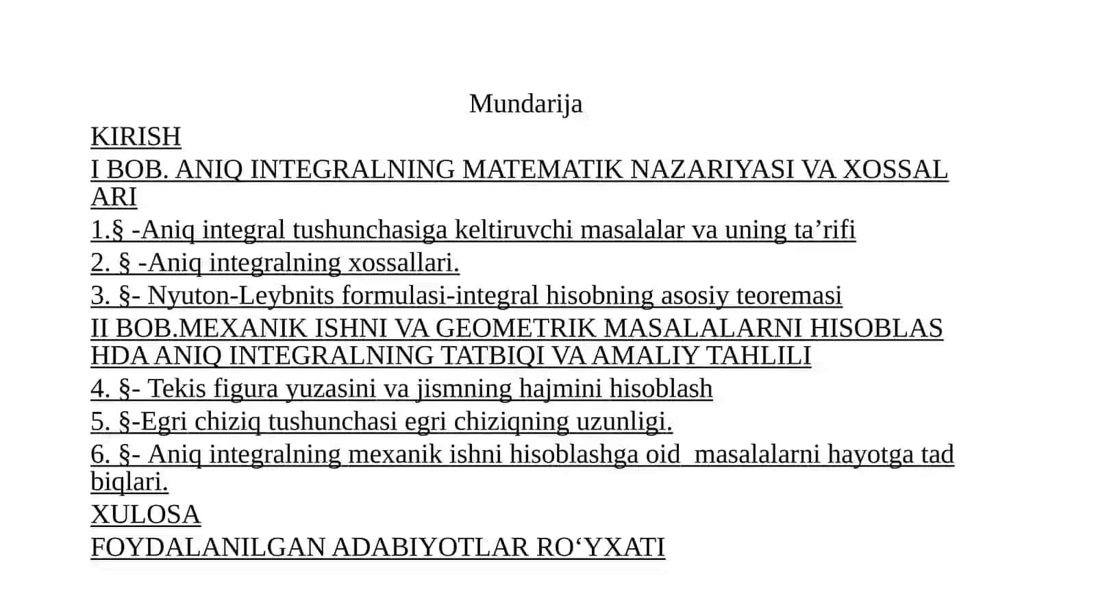 Aniq integralning matematik nazariyasi va xossalari 2