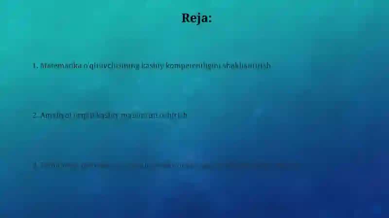 Matematikaoʻqituvchisiningkasbiyvaamaliytayyorgarligi 2