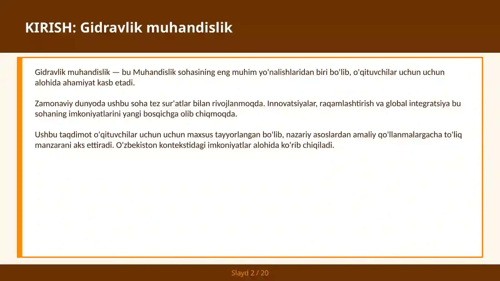 Gidravlik muhandislik 2