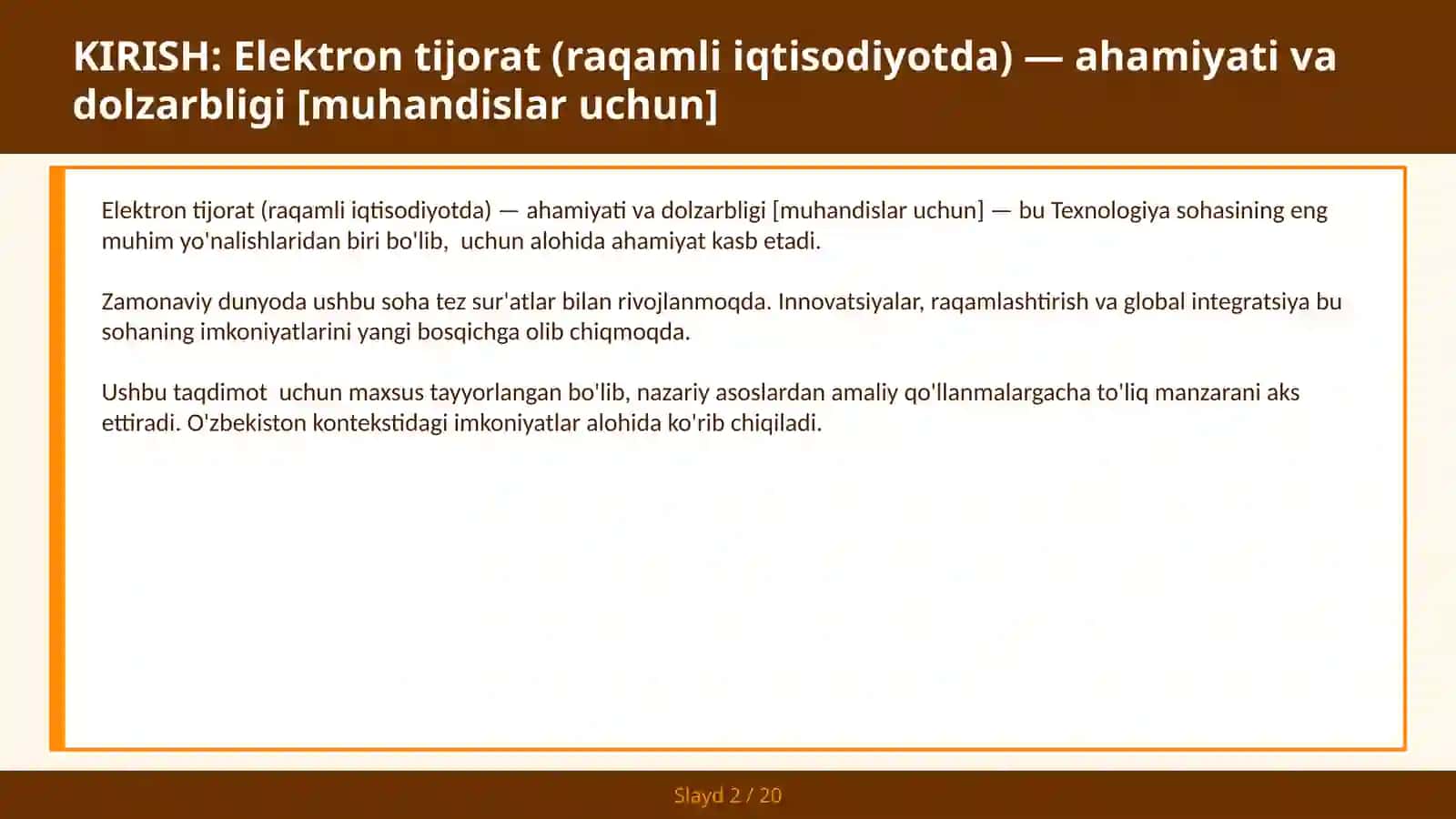 Elektron tijorat (raqamli iqtisodiyotda) — ahamiyati va dolzarbligi [muhandislar uchun] 2