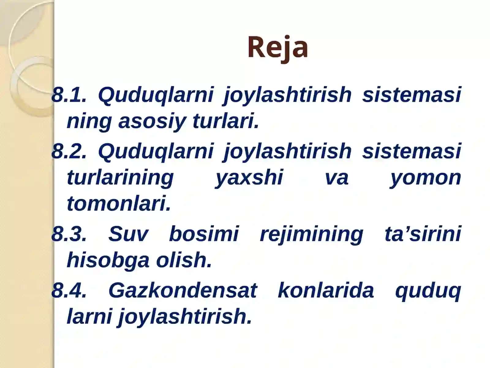 Gaz konlarini ishga tushirishda quduqlarni joylashtirish 2