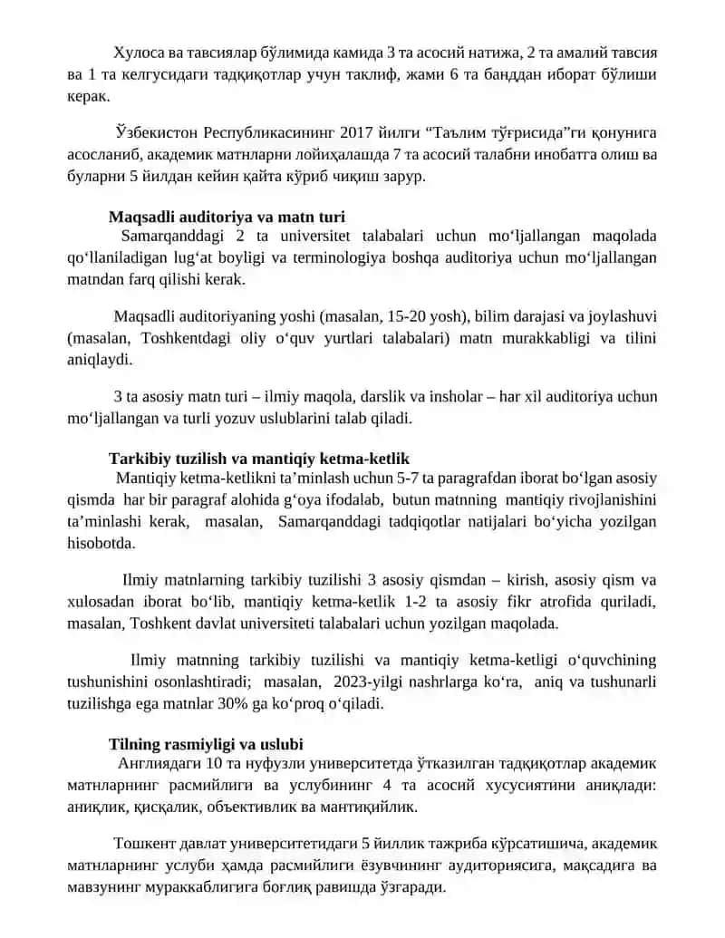 Akademik matnlarni loyihalash qoidalari va standartlari 2