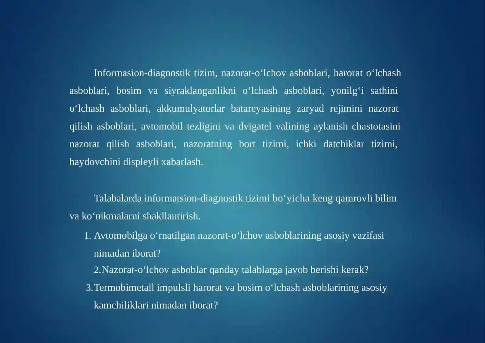 Letishingiz Informastion-diagnostik tizimisxemalarnio’rganish 2