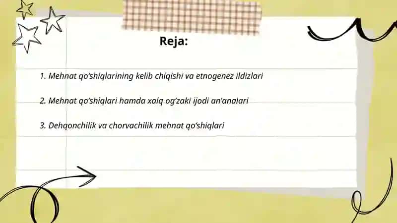 Mehnat qoʻshiqlari yaratilishi, tarixi va badiiyati 2