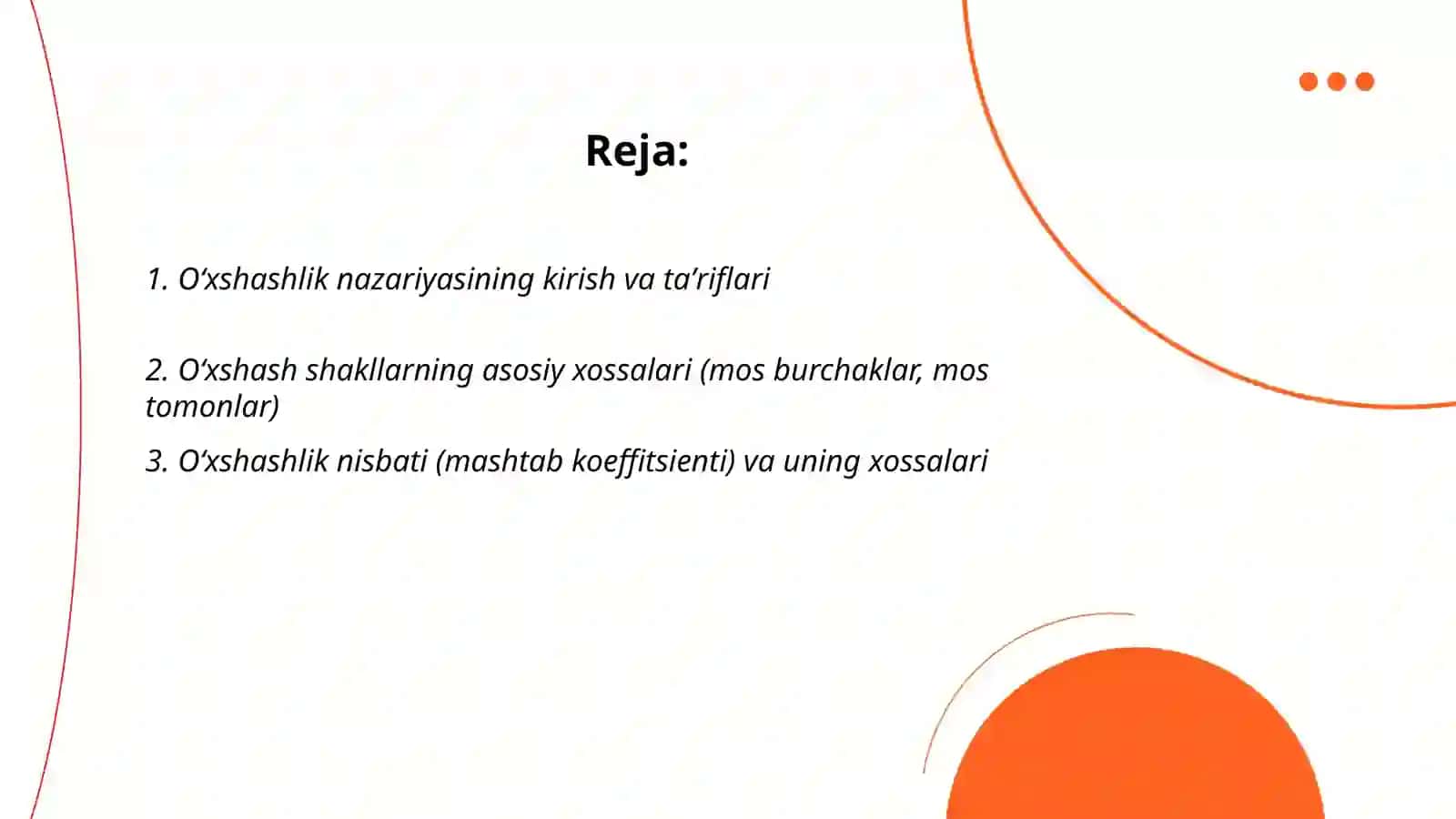 Oʻxshashlik nazariyasi asoslari 2