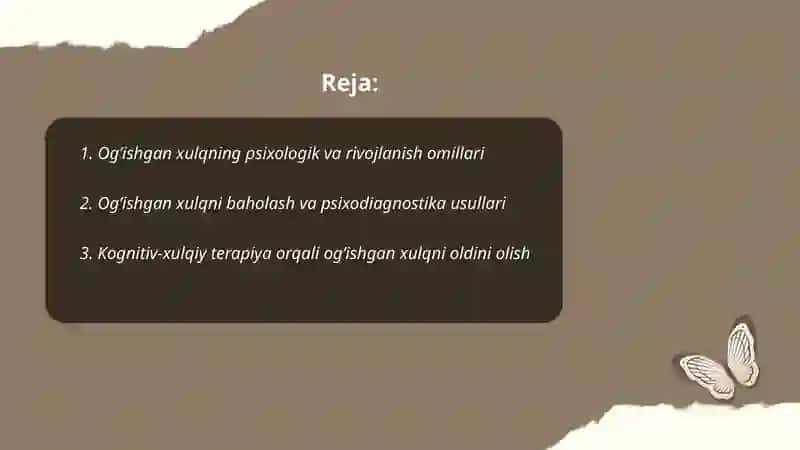 Ogʼishgan xulq profilaktikasining psixologik uslublari 2