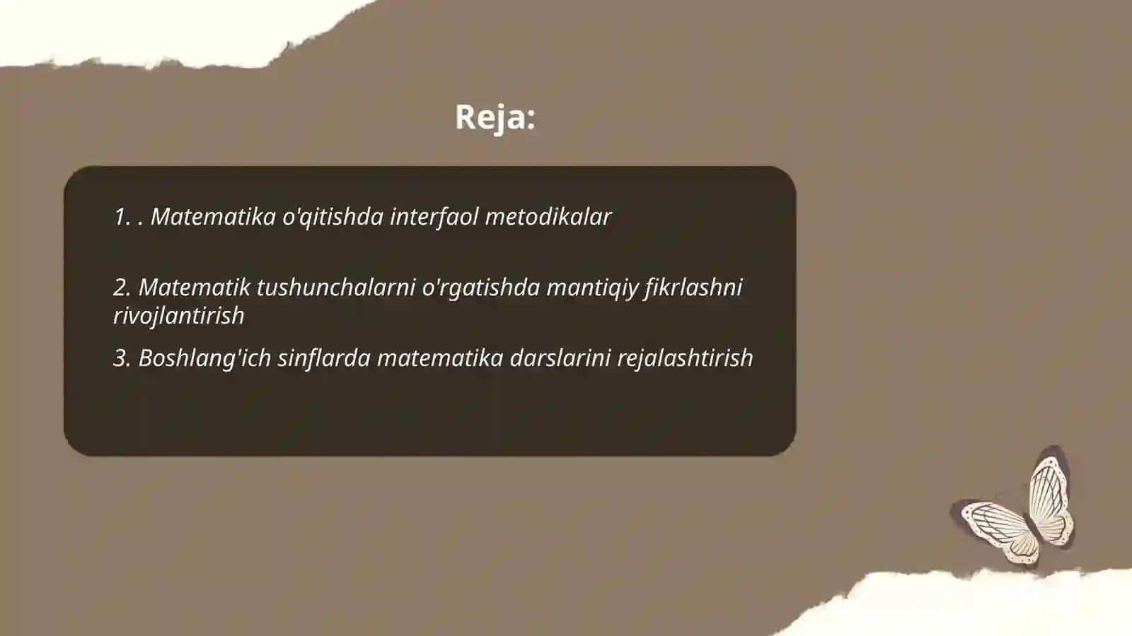 Matematika o'qitish metodikasi fanini mustaqil o'zlashtirish 2