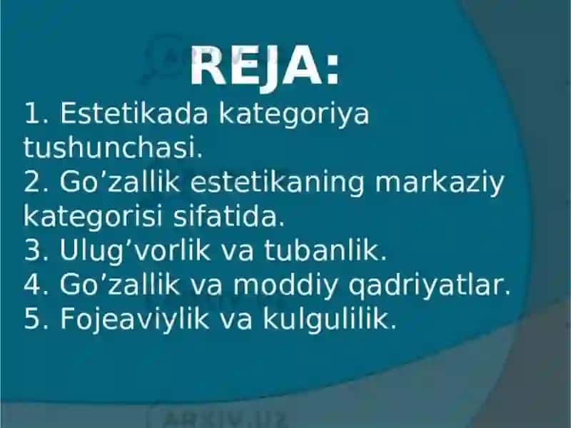 Estetikaning asosiy kategoriyalari 2