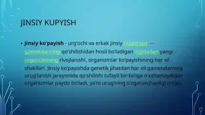 Organizmning kupayishi 2
