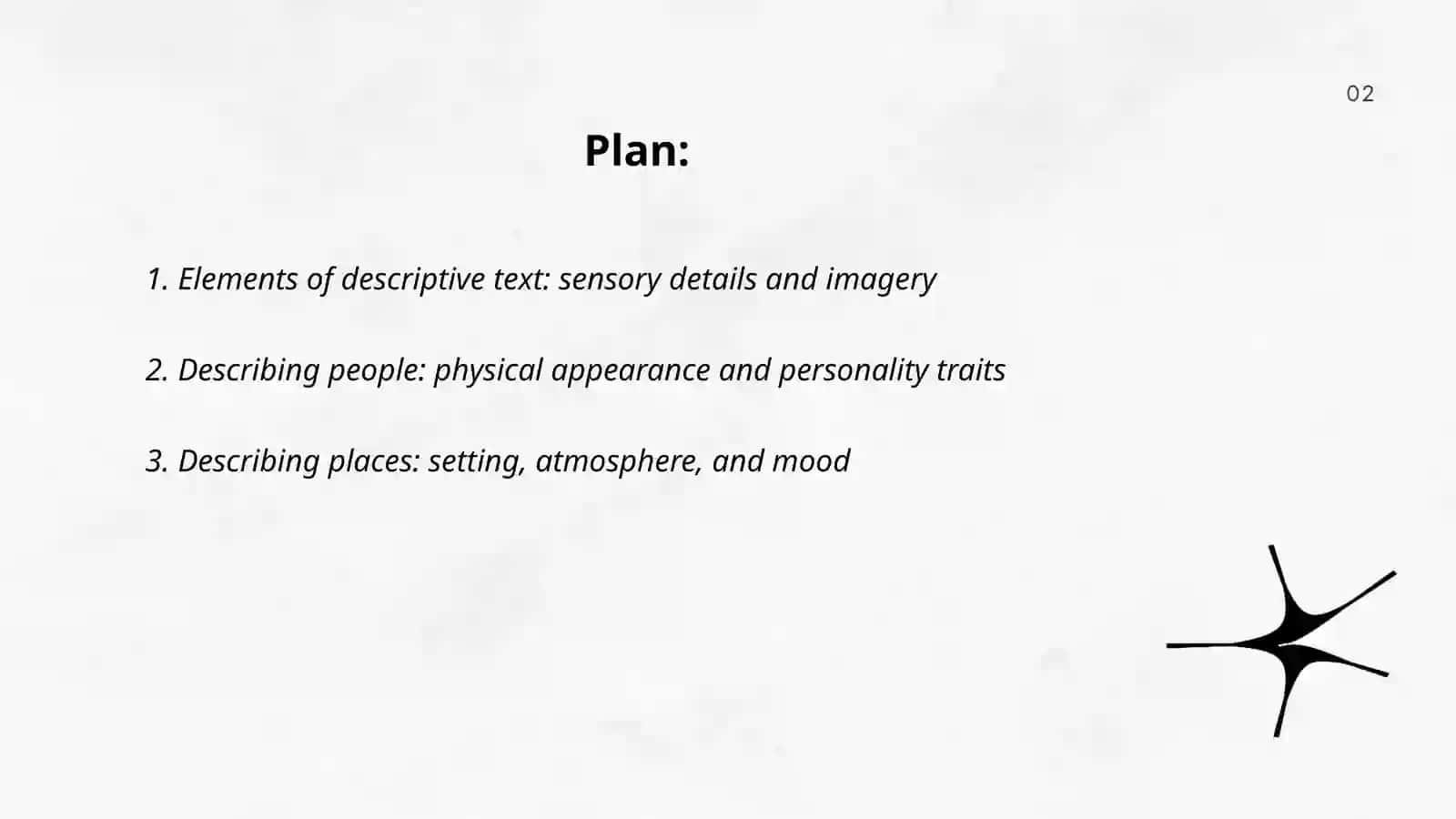 Plan: Descriptive Text Elements and Imagery 2