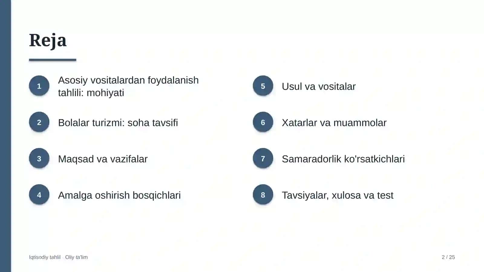 Asosiy vositalardan foydalanish tahlili: mohiyati 2