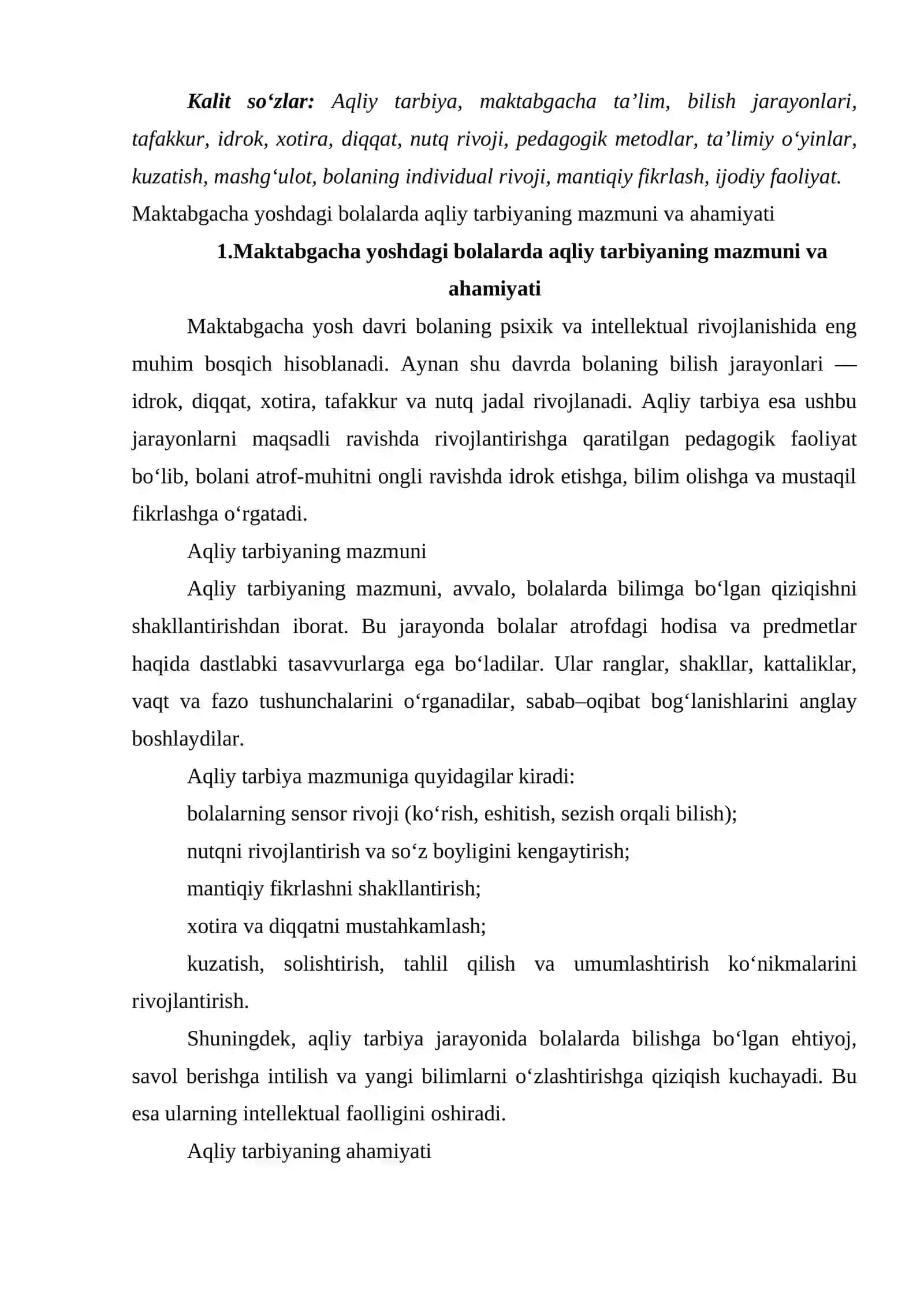 Maktabgacha ta'lim tashkilotlarida aqliy tarbiya berish metodikasi 2