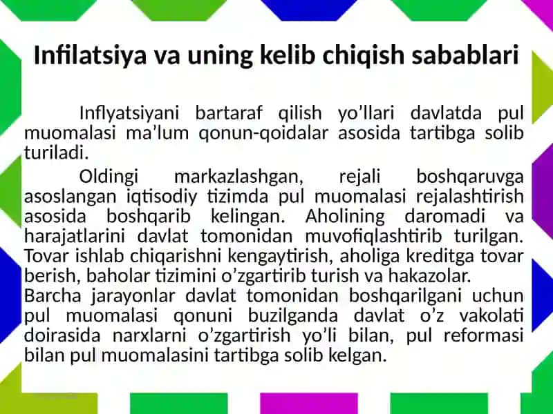 Inflyatsiyava uning namoyonbo’lish shakllari 2