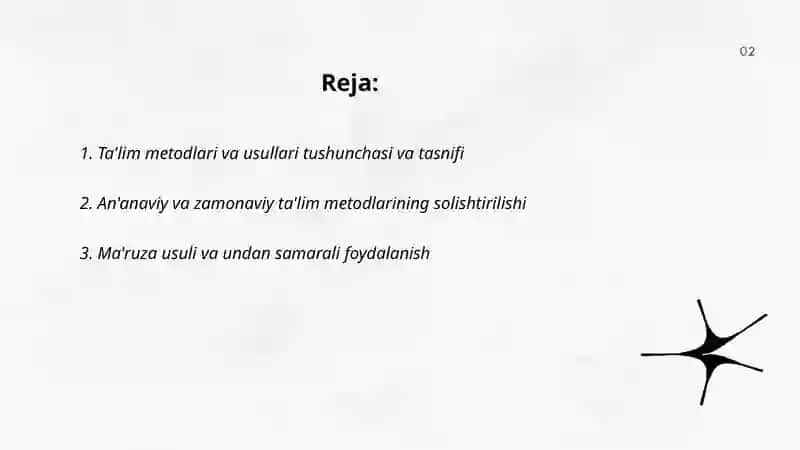 Ta'lim metodlari va usullari tasnifiva ulardan foydalanish 2
