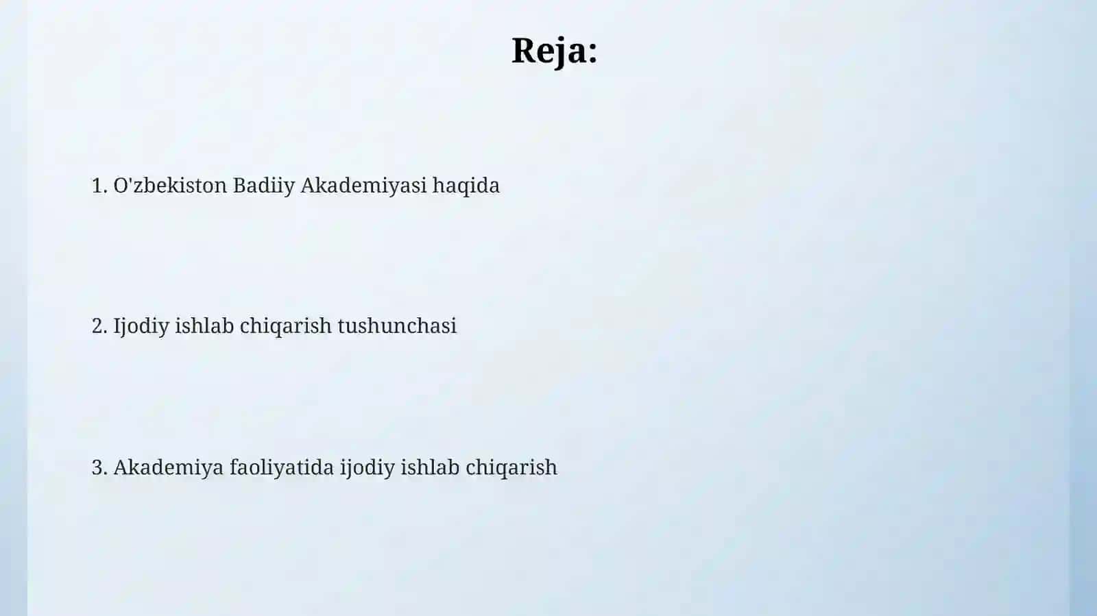 O'zbekiston Badiiy Akademiyasi faoliyatida ijodiy ishlab chiqarish 2