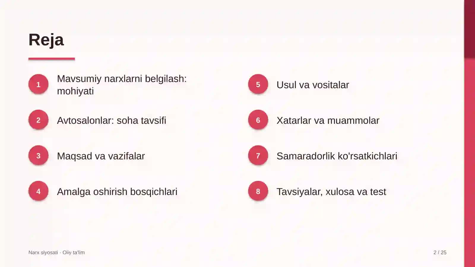 Avtosalonlarda mavsumiy narxlarni belgilash 2