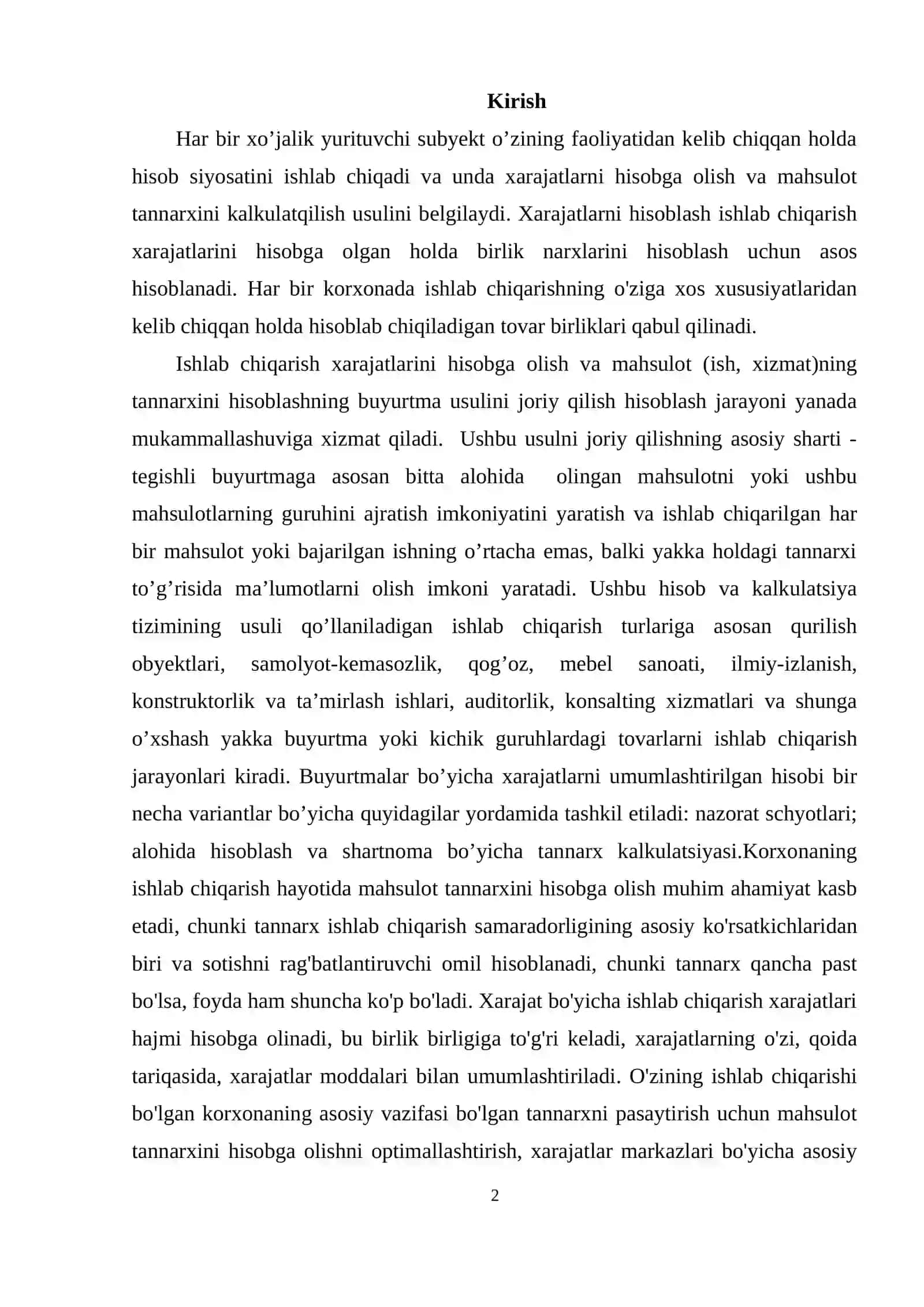 Mahsulot tannarxiga kiritiladigan xarajatlar hisobi  kurs ishi 2