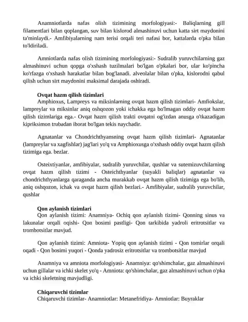 Anamniya Va Amniotalarning Morfologiyasi 2