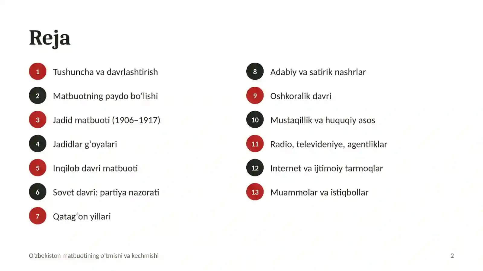 Oʻzbekiston matbuotining oʻtmishi va kechmishi 2