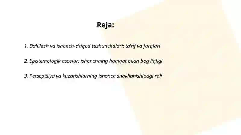 Dalillash va ishonch-e'tiqodning shakllanish jarayoni 2