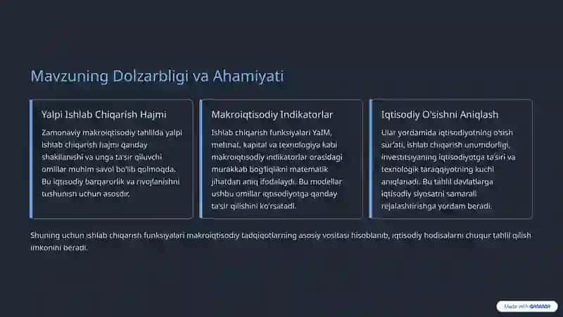 Makroiqtisodiy indikatorlar prezentatsiyasi 2