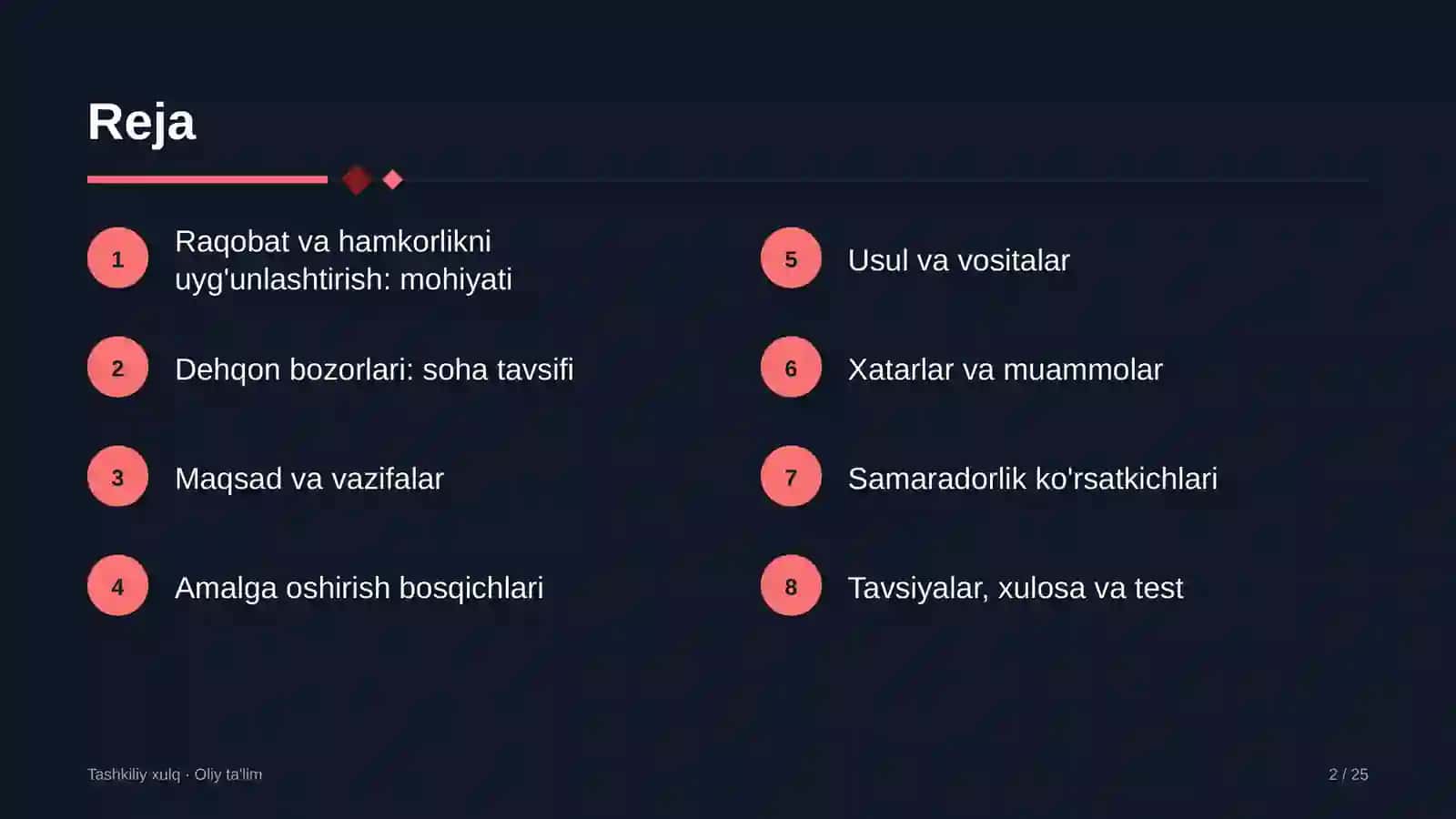 Dehqon bozorlarida raqobat va hamkorlikni uyg'unlashtirish 2