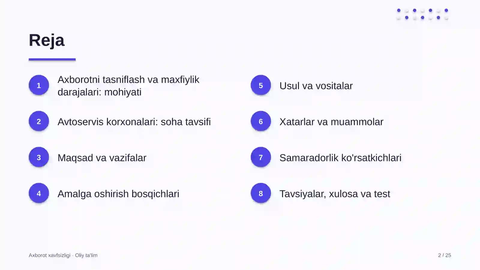 Axborot Xavfsizligi · Oliy Ta'limgi 2