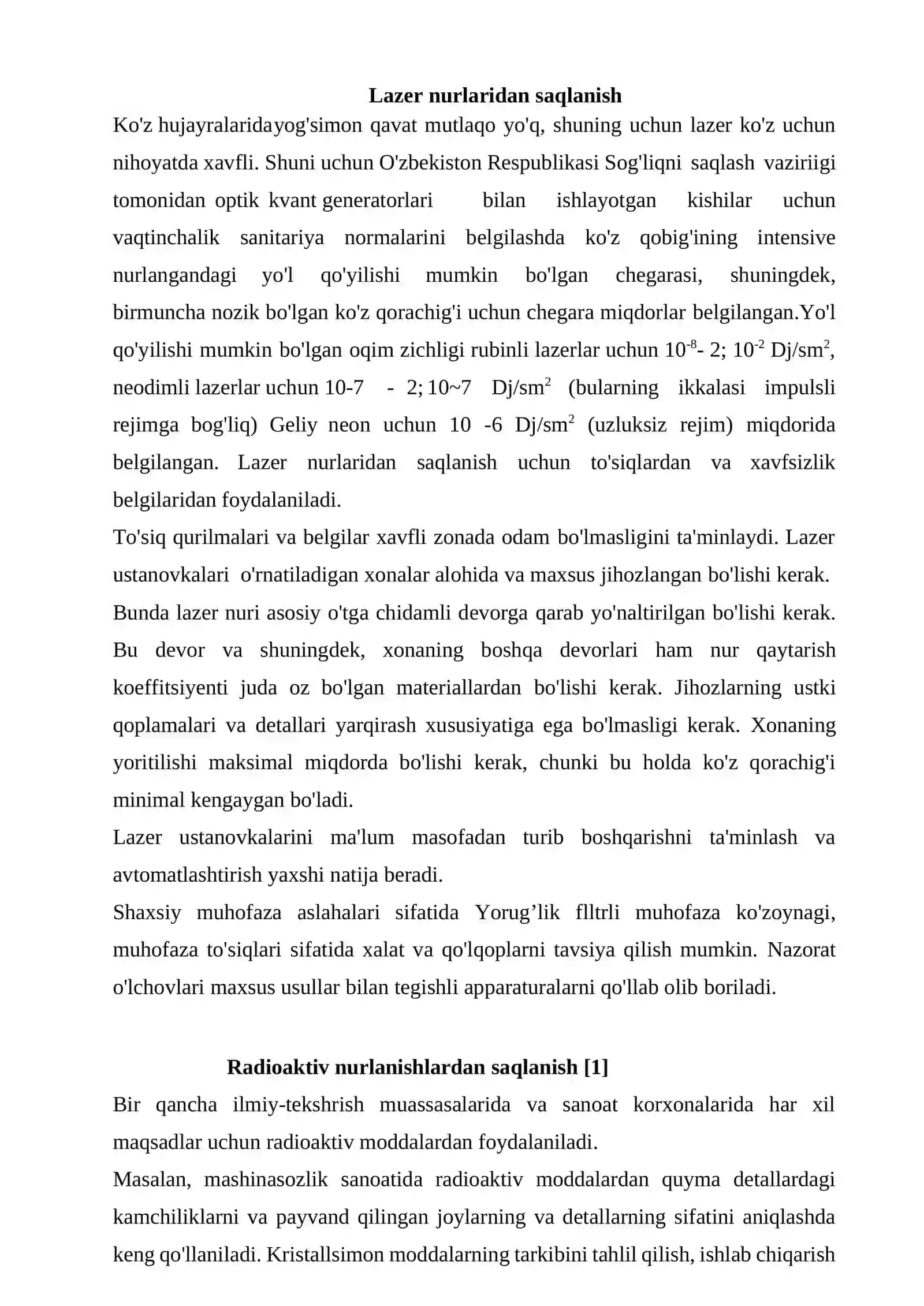 Lazer nurlaridan saqlanish 2