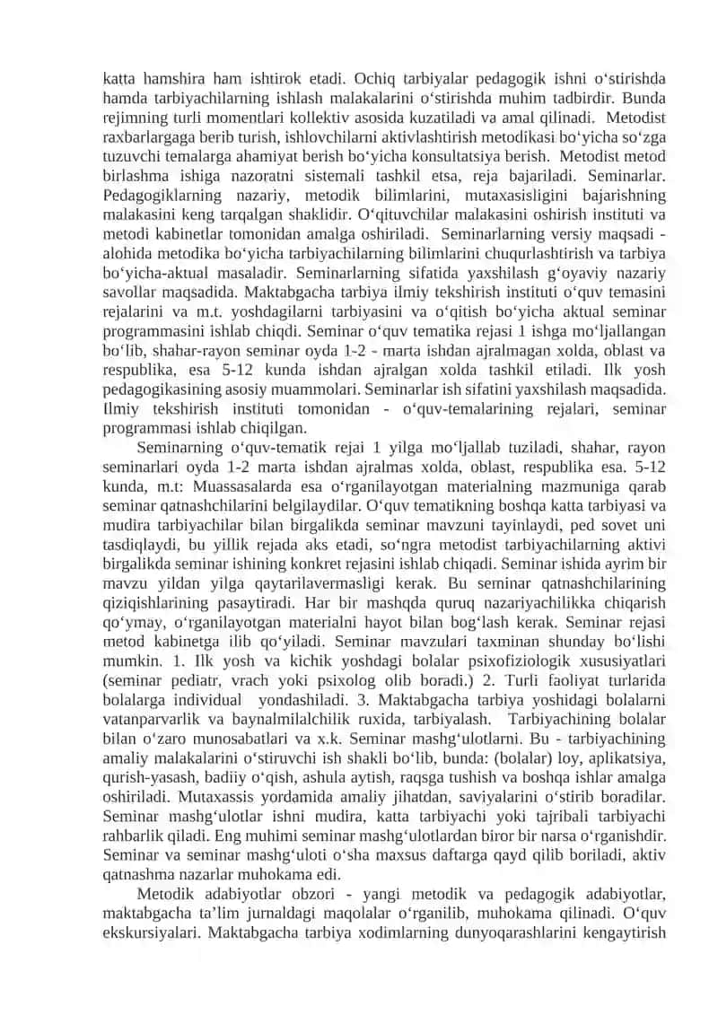 Respublika maktabgacha ta`lim metodikasi kabinetining ish mazmuni va vazifalari 2