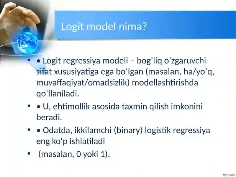 Logit regressiya modeliBiznes jarayonlarini tahlil qilishda logit-modeldan foydalanish 2