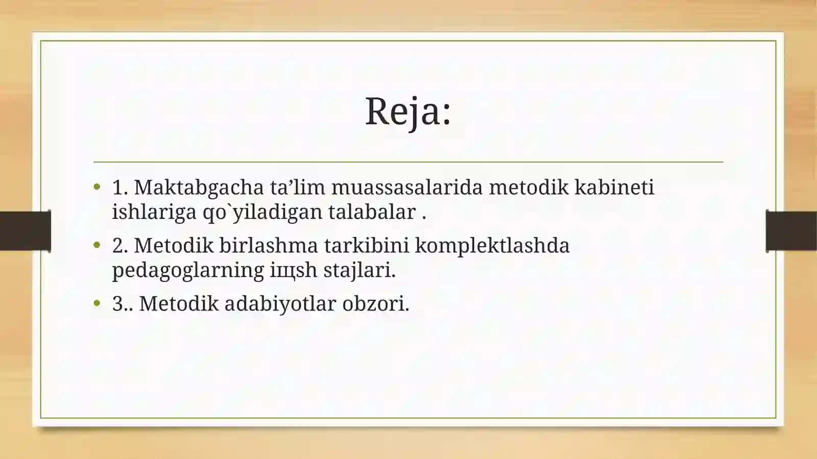 Respublika  maktabgacha ta’lim metodikasi  kabinetining tuzilishi  va  vazifalari 2