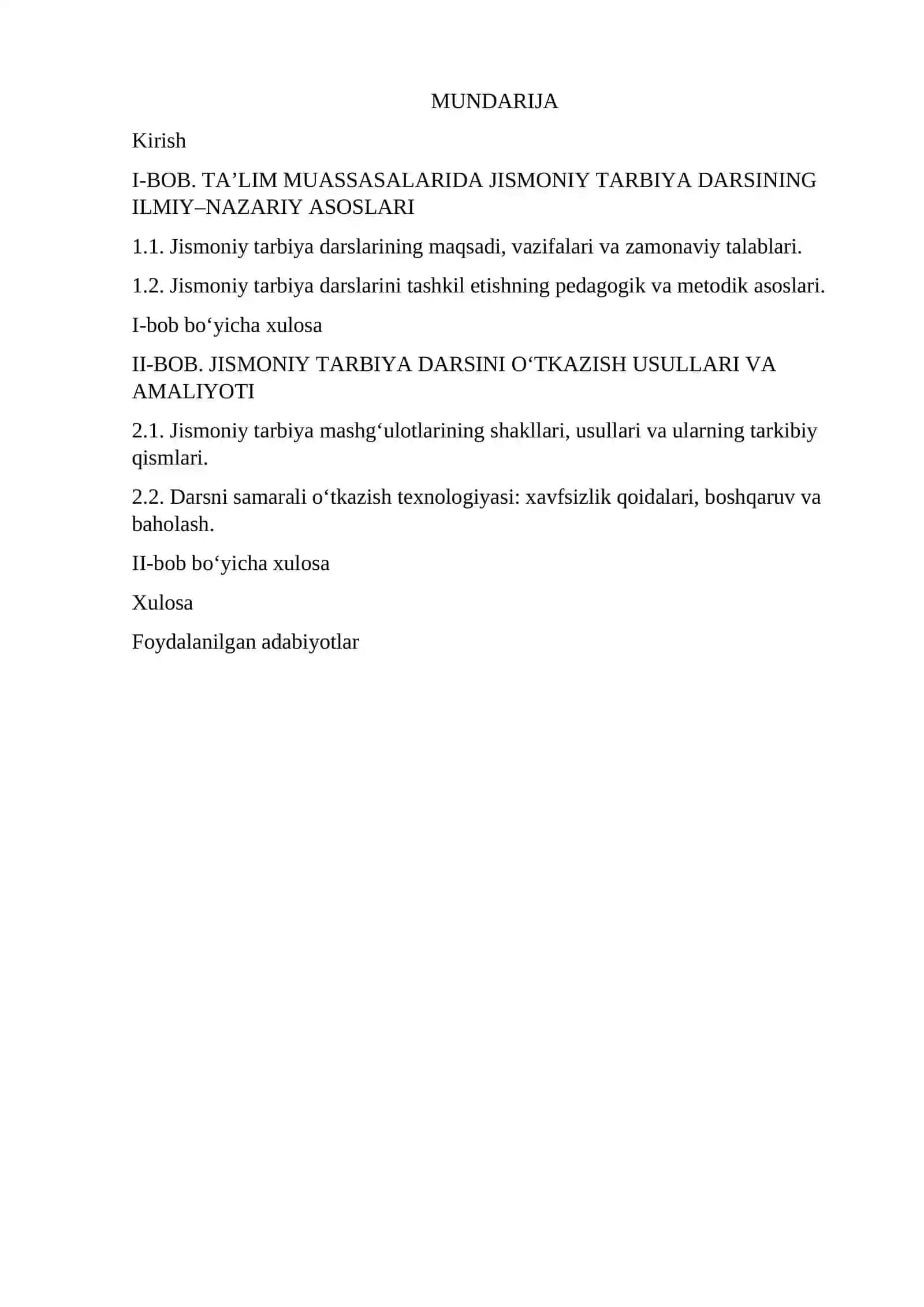 Ta'lim muassasalarida jismoniy tarbiya darslari tashkil qilish va o'tkashiz usulari 2