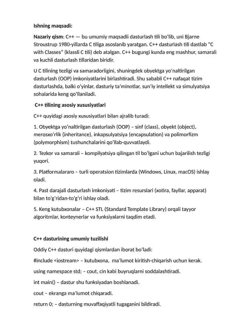 C++ dasturlash tili 2