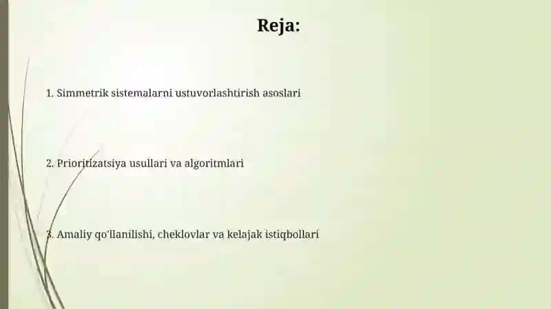 Simmetrik sistemalarni ustivorlikka hisoblash 2
