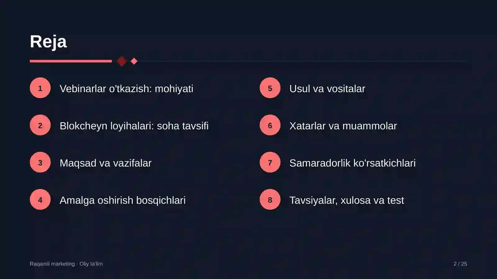 Blokcheyn loyihalarida vebinarlar o'tkazish 2