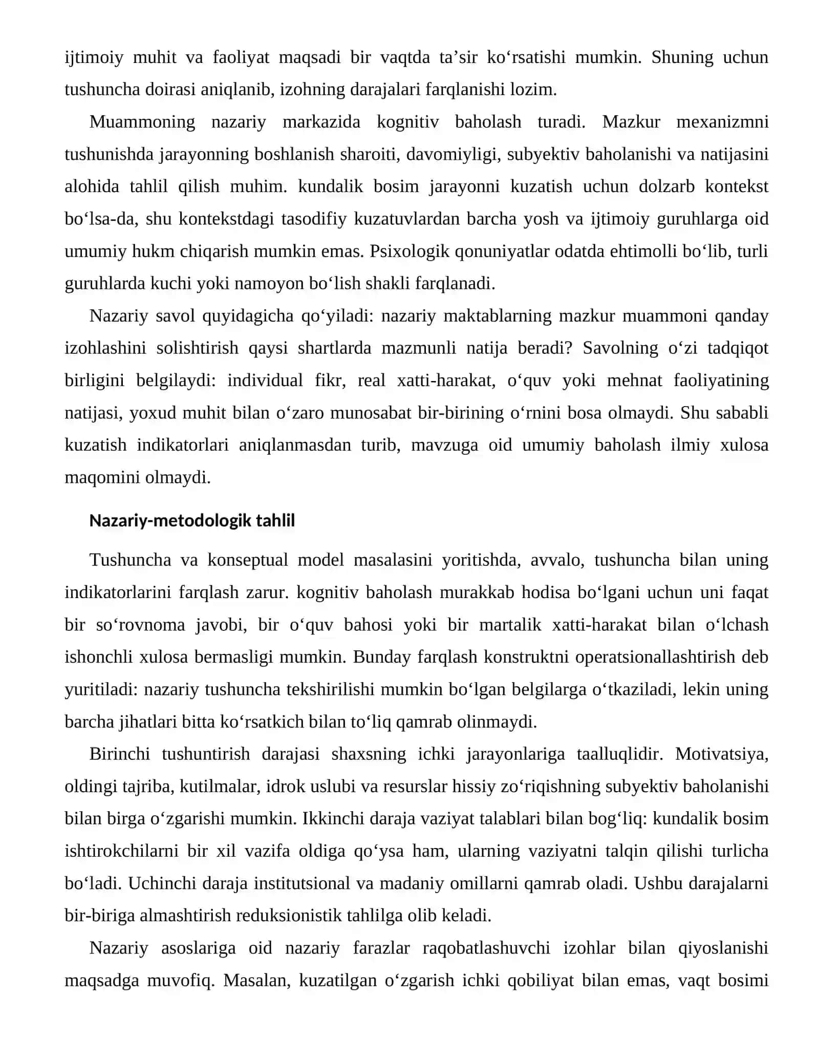 HISSIY ZO‘RIQISHNING SUBYEKTIV BAHOLANISHI — NAZARIY ASOSLARI 2