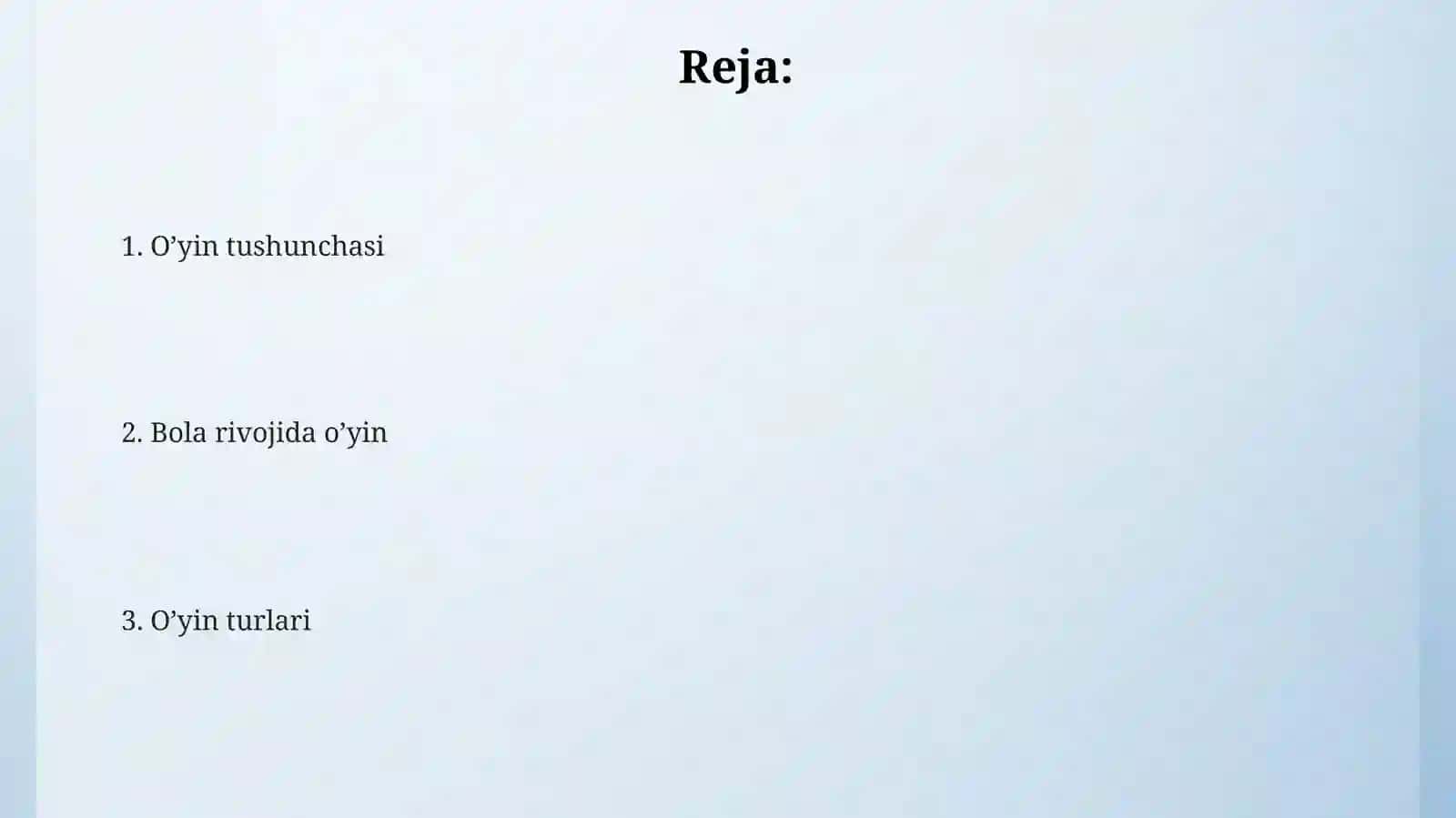 MTTda o’yin faoliyati, o’yinning bola faoliyati sifatidagi mohiyati va o’ziga xosligi 2