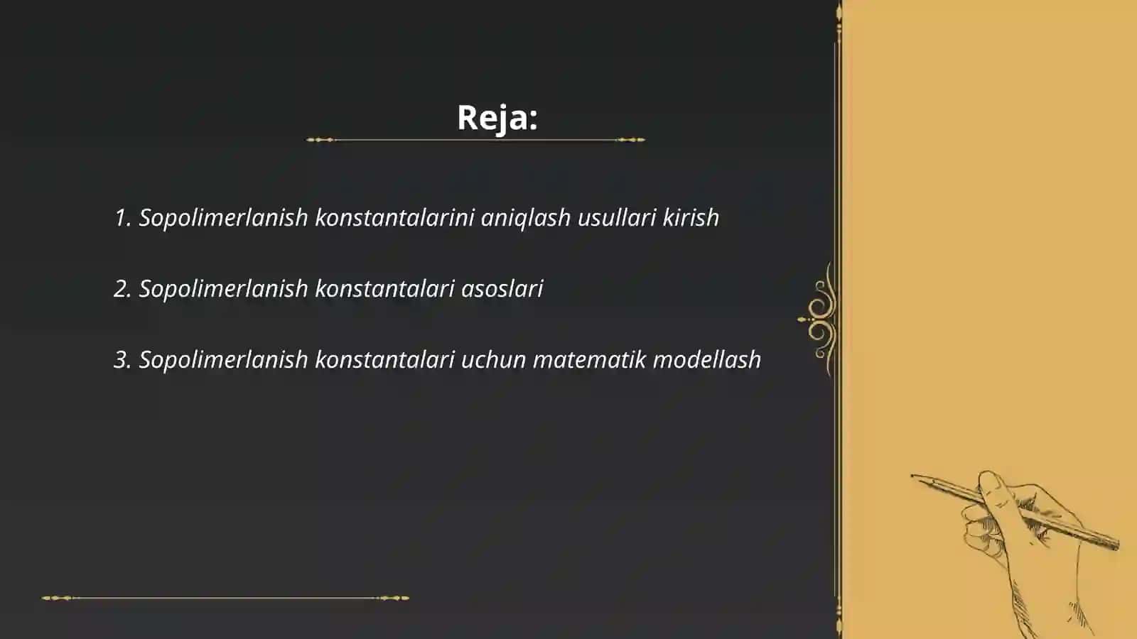 Sopolimerlanish konstantlarini aniqlash usullari 2