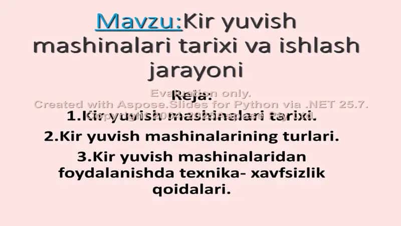 Termiz davlat universiteti Milliy libos va san‘at fakulteti Texnologik ta‘lim yo‘nalishi III kurs 320-guruh talabasi Nurmamatova Sarvinozning Uy ro‘zg‘or asoslari fanidan tayyorlagan taqdimoti 2
