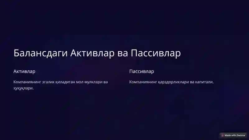 Бухгалтерия Баланси:Тузилиши, Чоп этиш ва Аҳамияти 2