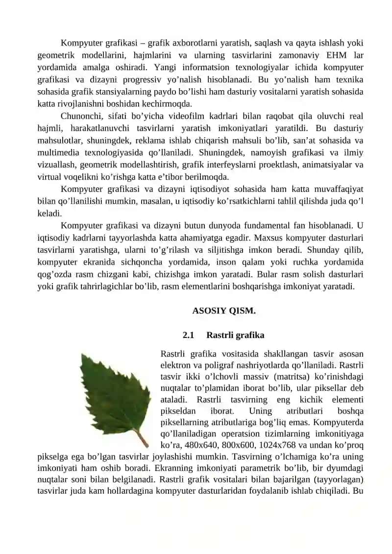 Kompyuter grafikasi va dizayni 2