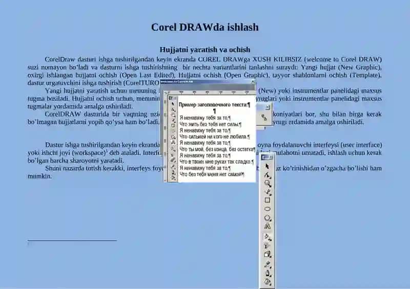 Corel DRAWda ishlash 2