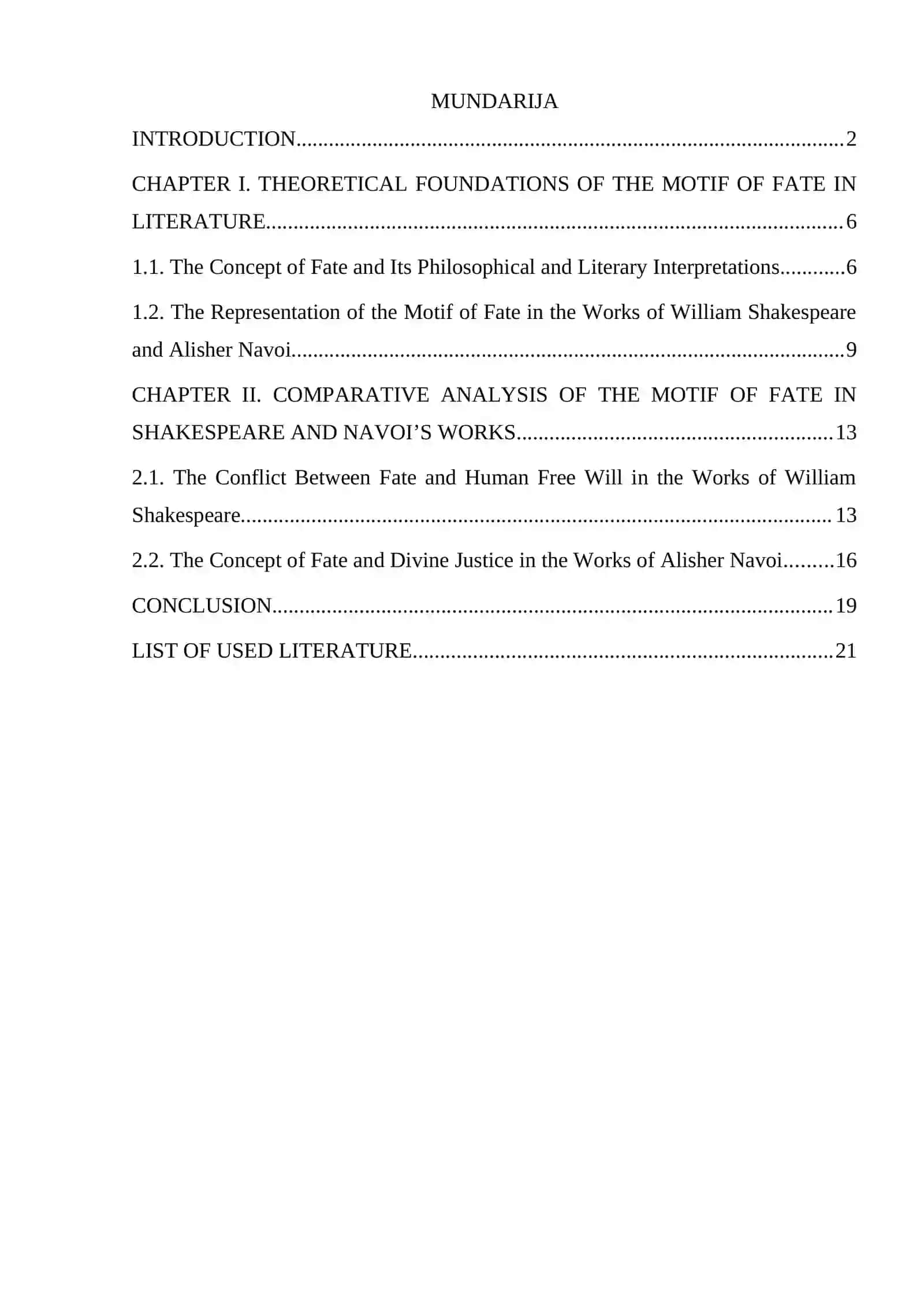 MOTIF OF FATE IN SHAKESPEARE AND ALISHER NAVOI'S WORKS 2