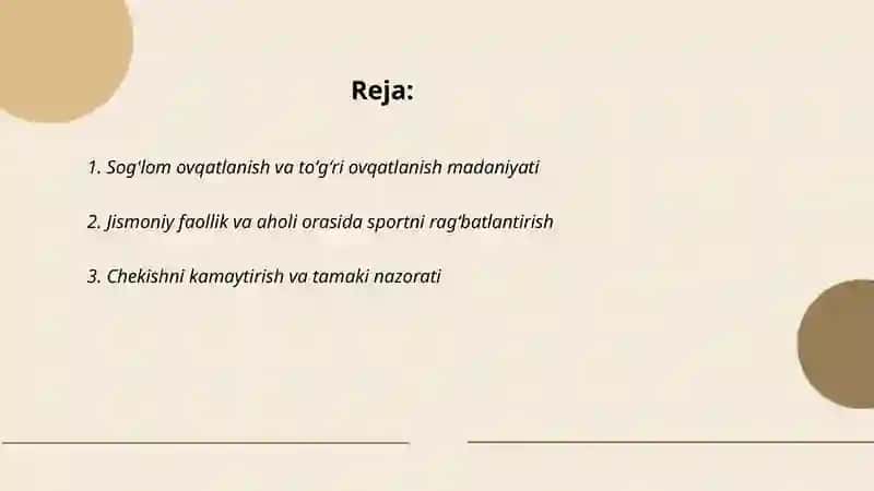 Sog'lom Turmush Tarzi 2